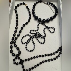 Elegant vintage Black Beaded Wardrobe Set of 4 necklaces